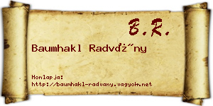 Baumhakl Radvány névjegykártya
